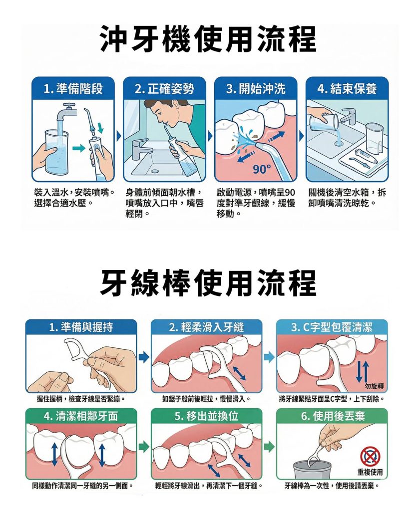牙線棒 沖牙機使用流程