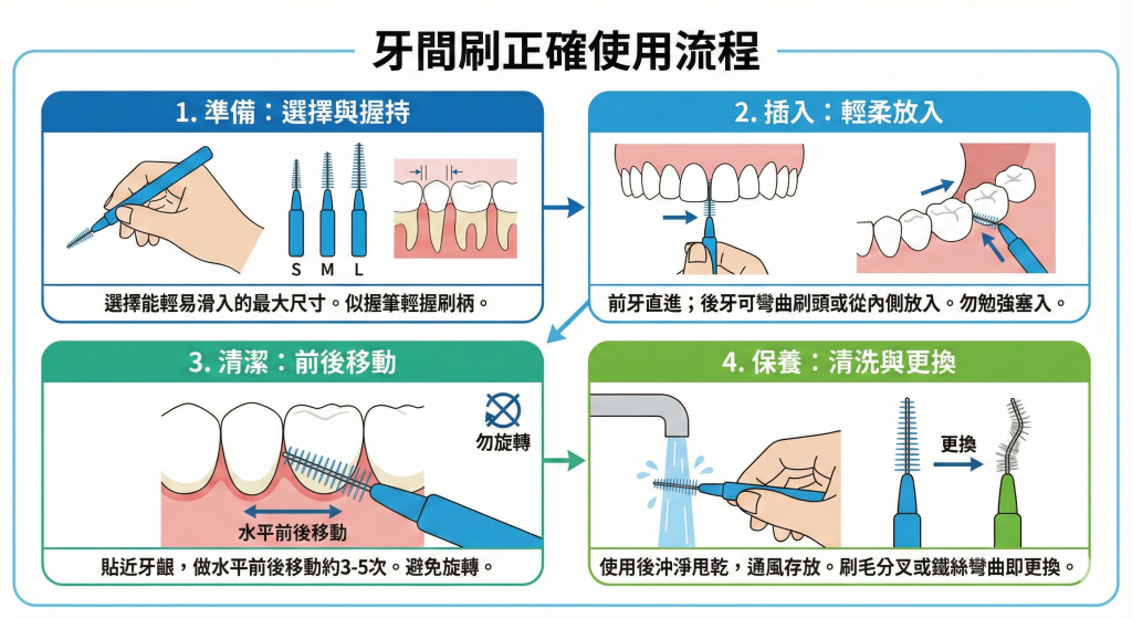 牙間刷使用流程